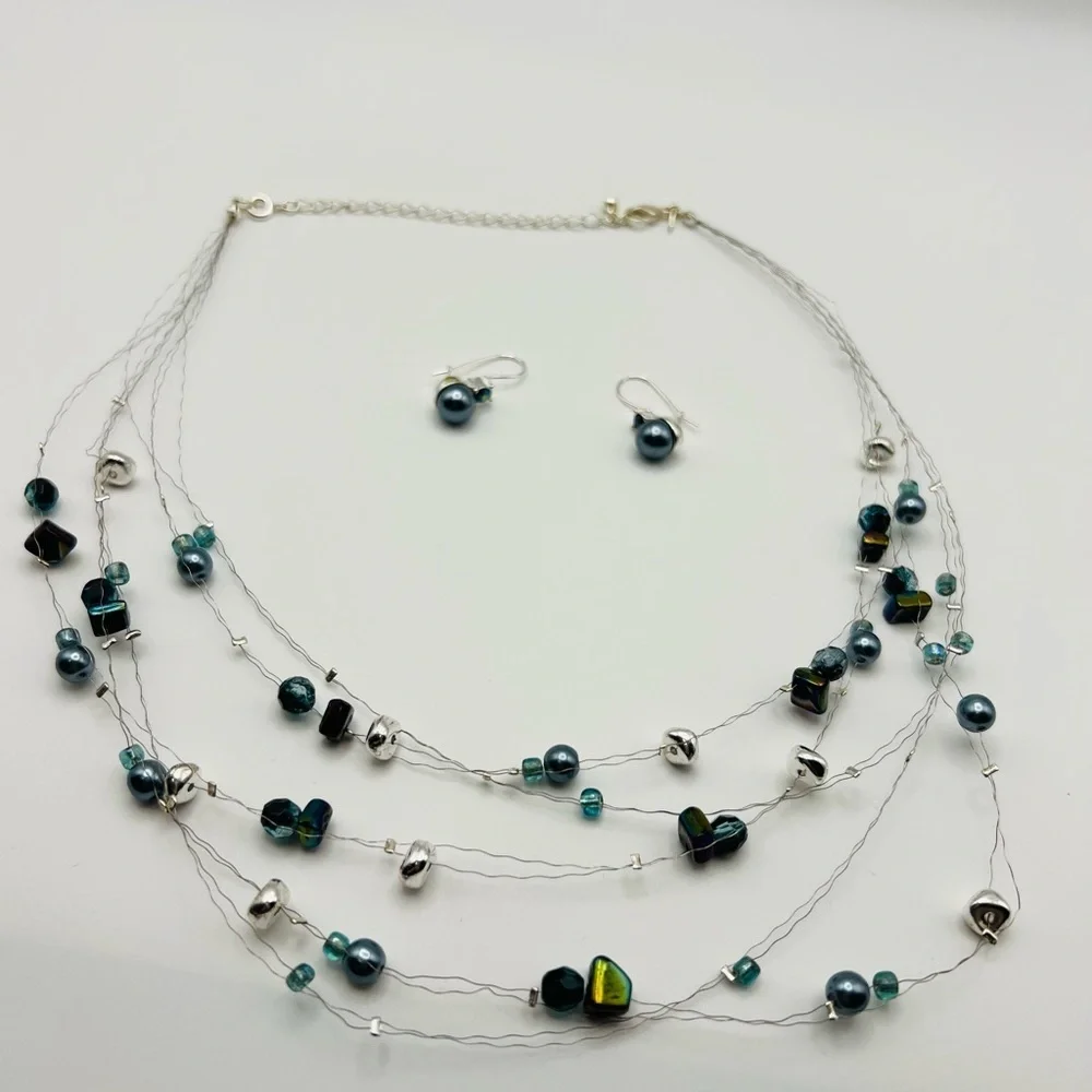 Avon Peacock Multistrand Necklace & Earrings Gift Set 2005